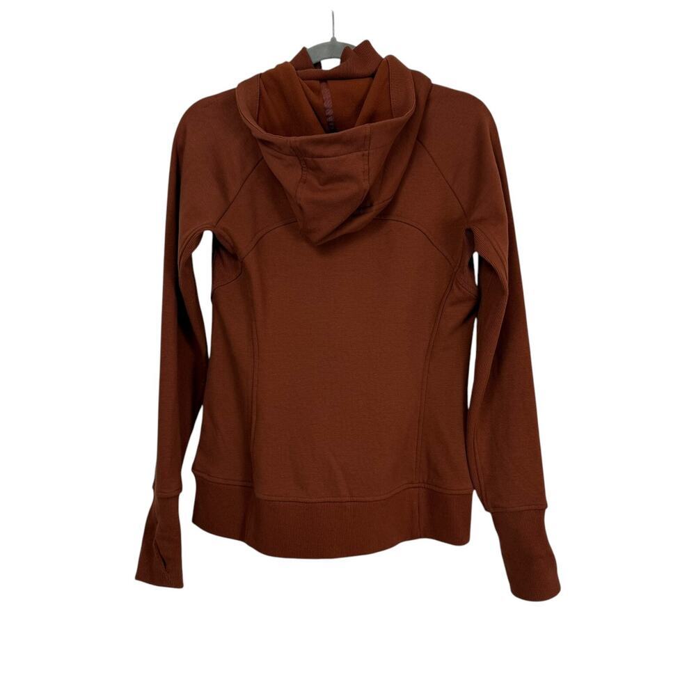 Athleta Triumph Hoodie Jacket Womens Small Brown Rust Full Zip Thumbholes - Picture 7 of 11